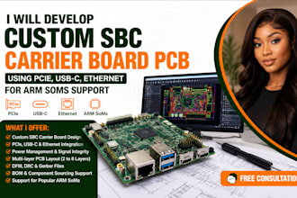 develop custom sbc carrier board pcb using pcie usb c ethernet for arm soms