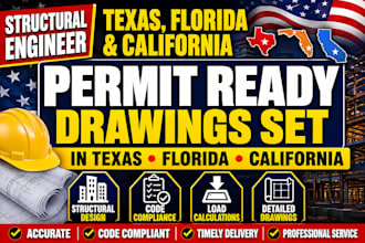 review and revise civil and structural engineering drawing plans set for permit