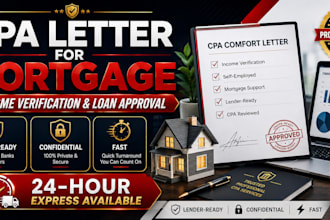 write CPA letter for mortgage lender income and loan approval