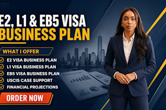 write e2, l1 and eb5 visa business plans with projections for uscis case support