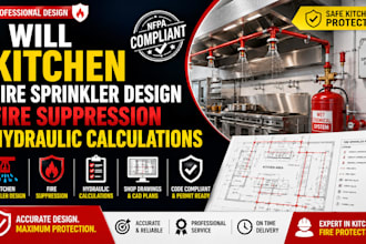 kitchen fire sprinkler design fire suppression hydraulic calculations