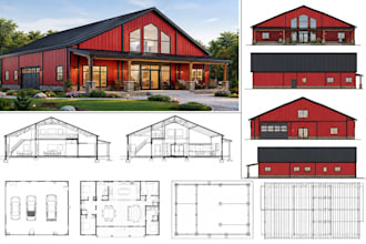 draw barndominium architect plan, pole barns, house plan, metal building plans