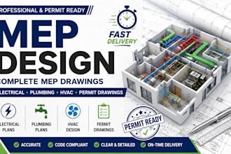 design mep plans electrical plan plumbing plan, hvac design and permit drawings