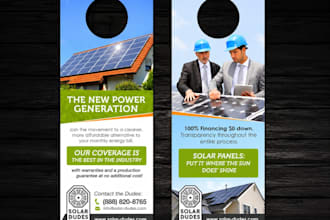 design door hanger and flyer for solar, plumbing, lawn care, and hvac