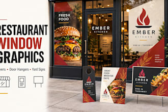 design print ready storefront window graphics door hangers flyers and yard signs