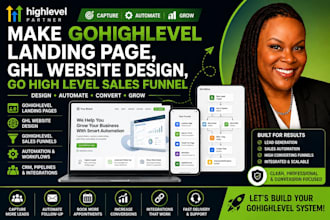 make gohighlevel landing page, ghl website design, go high level sales funnel