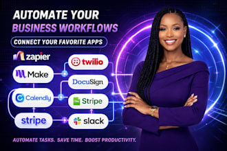 connect zapier make twilio docusign calendly stripe goggle sheets slack