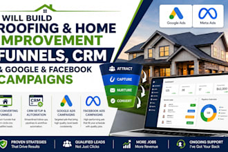 build roofing, home improvement funnels, CRM and google and facebook campaigns