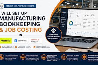 set up manufacturing bookkeeping in job costing in katana, erpnext and netsuite