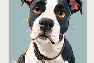 draw a cartoon pet portrait from photo