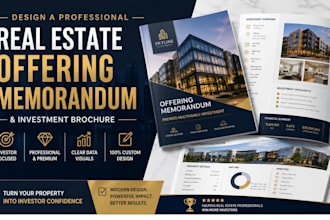 design a professional real estate offering memorandum and investment brochure