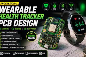 design wearable health tracker pcb, ble, ecg, ppg, sensors, esp32, stm32, iot
