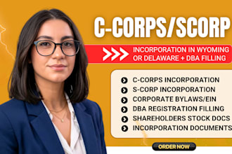 incorporate delaware or wyoming c corps, dba, corporate bylaws, and ein number