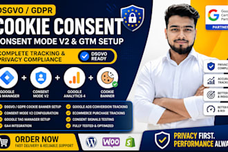 set up dsgvo cookie banner, consent mode v2 and GTM on wordpress