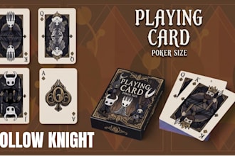 do custom 54 playing card deck hollow knight card game poker card illustration