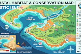 design gis coastal map, habitat map, conservation map, drought map, climate map