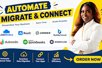 automate migrate jobnimbus roofr jobber buildertrend dubsado quickbooks workflow
