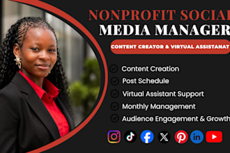 be your nonprofit monthly social media marketing manager and content creator