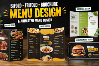 design bifold menu design trifold menu design brochure and animated menu design