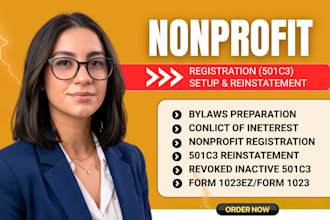 do 501c3 nonprofit registration, reinstate 501c3 tax exemption, bylaws form 1023