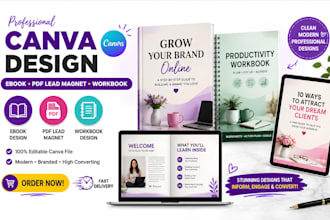 create canva ebook design, pdf lead magnet, canva book design, workbook