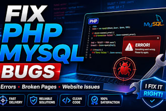 fix PHP mysql website bugs errors and database issues