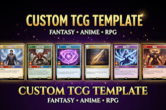 do fantasy trading card game template, japanese anime tcg rpg mtg card template