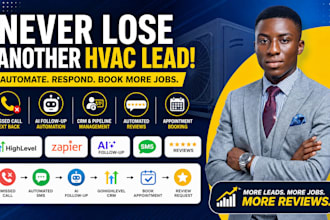automate hvac missed call text back ai follow up reviews CRM gohighlevel zapier