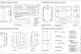 create kitchen cabinets, wardrobe, pantry and millwork shop drawings