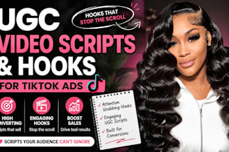 write high converting ugc video scripts and hooks for tiktok ads
