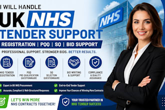 handle UK nhs tender registration, pqq, sq and bid support