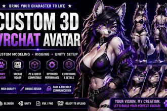 3d vrchat avatar nsfw avatar furry avatar commission 3d model with rigging