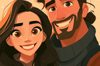 draw cartoon portrait in disney cartoon illustration