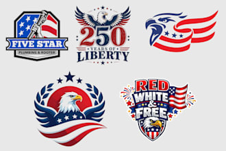 do awesome usa flag american patriotic logo design for your brand