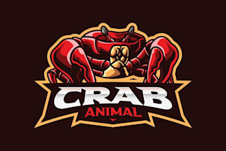 design a custom seafood crab mascot logo for restaurant or brand