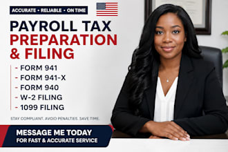 prepare and file form 941 990 941x 940 w2 and 1099 payroll tax