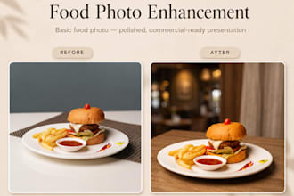 professionally edit and enhance food photos for menus and marketing