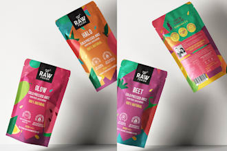 create pouch packaging design and label for your product