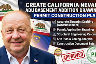 create california nevada adu basement addition drawings permit construction plan