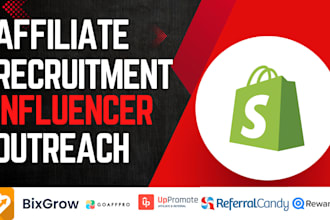 recruit 100 active affiliates for shopify, woocommerce brand, affiliate signups