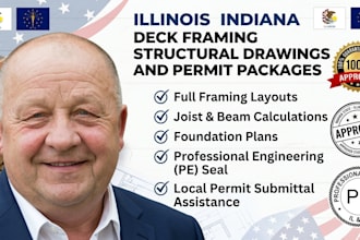 prepare illinois indiana deck framing structural drawing permit package in beam