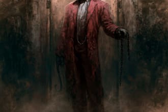 make a gothic punk dark fantasy character illustration