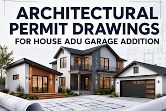 draw architectural permit drawings for house adu garage addition