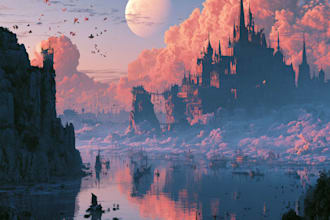 create a dreamy surreal fantasy album cover
