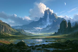 illustrate beautiful flat landscape illustration art