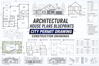architectural house plans blueprints city permit drawing construction drawings