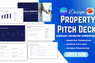 design marketing presentation, property pitch deck company investor powerpoint