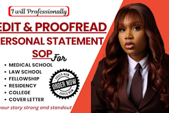 edit and proofread your personal statement, law school, sop, or college essay