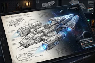 draw spaceship concept art or design a starship or scifi vehicle