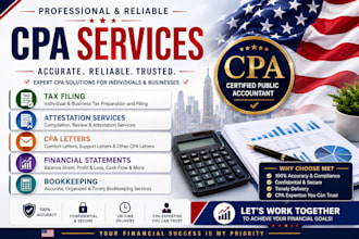 provide CPA tax, attestation, letters, financials, and bookkeeping